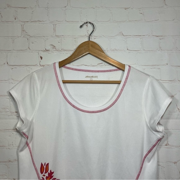 Eddie Bauer Shirt Womens Large White Short Sleeve Boat Neck Lightweight Casual - Picture 7 of 8